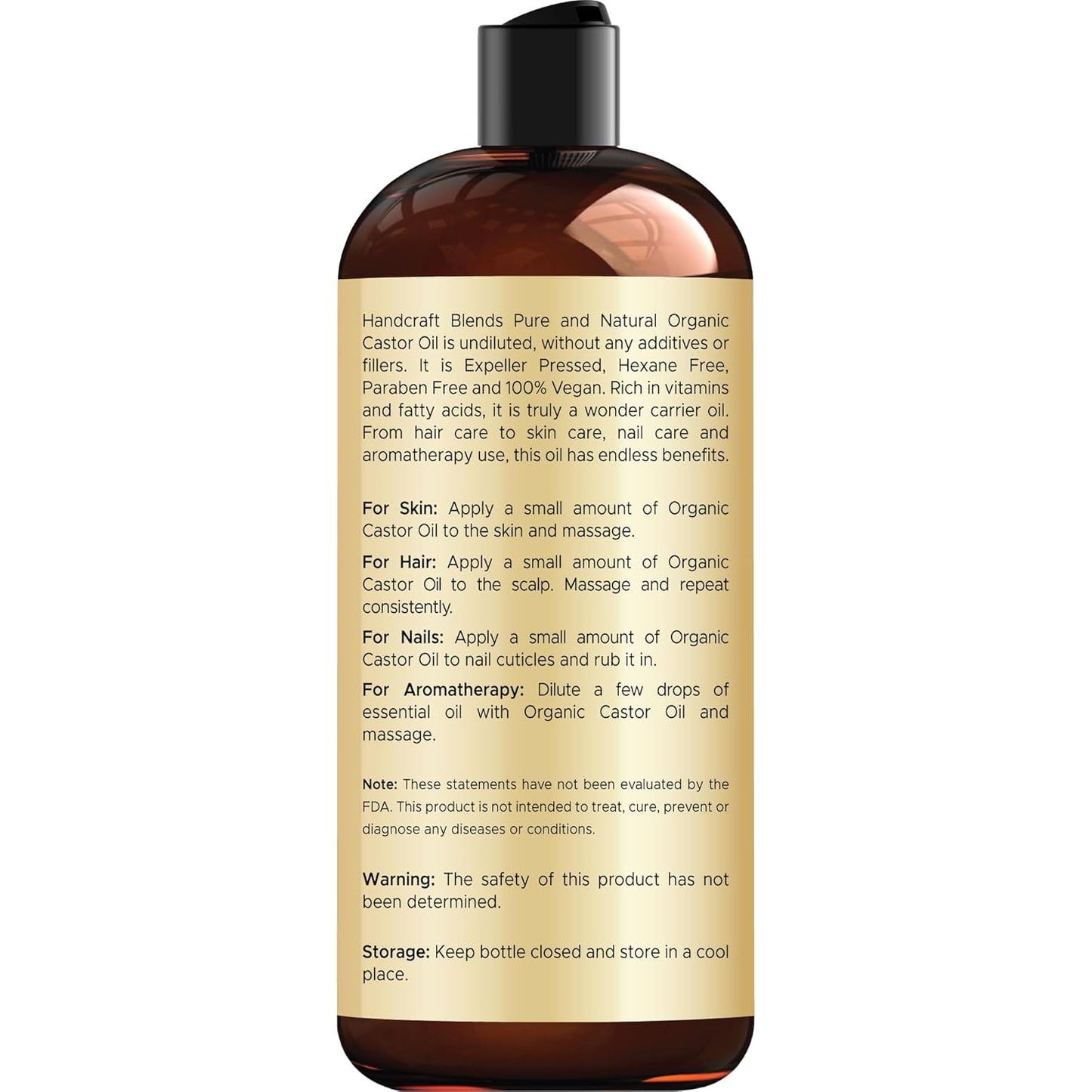 Organic Castor Oil - 16 Fl Oz - 100% Pure and Natural - Premium Grade Carrier Oil for Hair Growth, Eyelashes and Eyebrows - Hair and Body - Expeller-Pressed & Hexane-Free