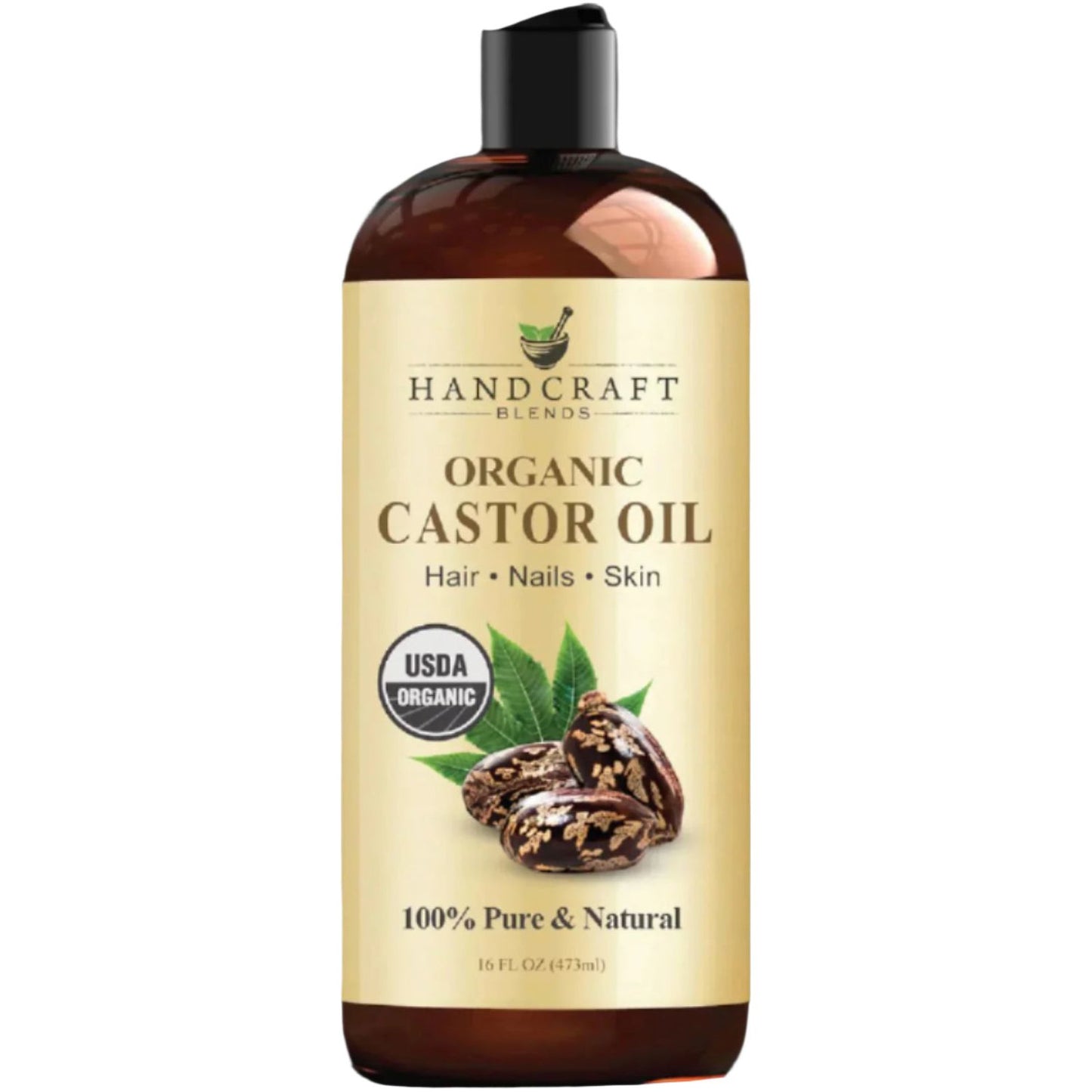 Organic Castor Oil - 16 Fl Oz - 100% Pure and Natural - Premium Grade Carrier Oil for Hair Growth, Eyelashes and Eyebrows - Hair and Body - Expeller-Pressed & Hexane-Free
